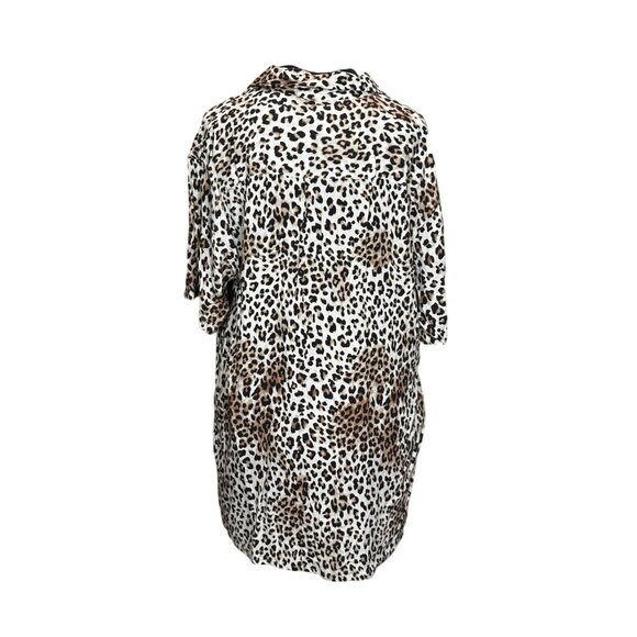 PacSun Womens Leopard Print Button-Up Shirt Blouse M Rayon - Picture 3 of 9